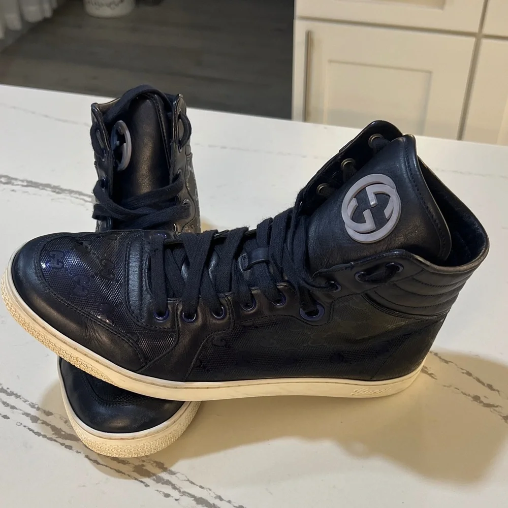 Gucci Black and Blue High-Top Sneakers size Men’s 8 UK (Run like 10 US)